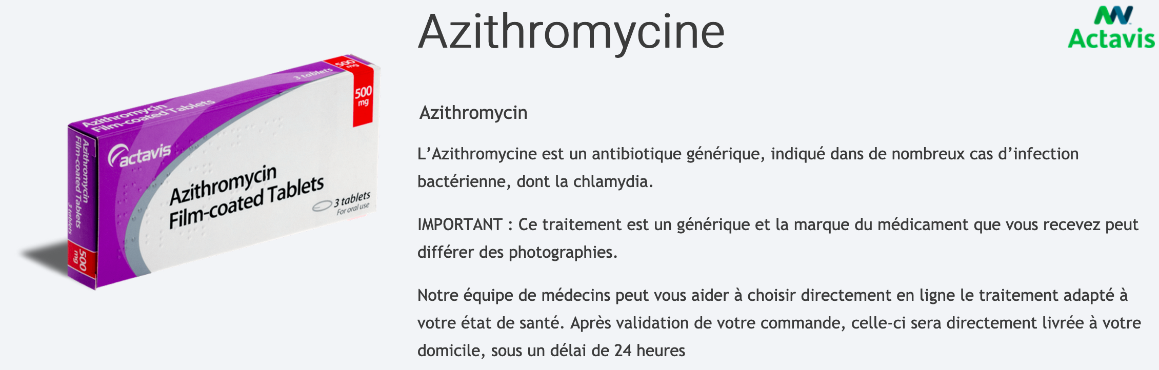 Acheter zithromax générique